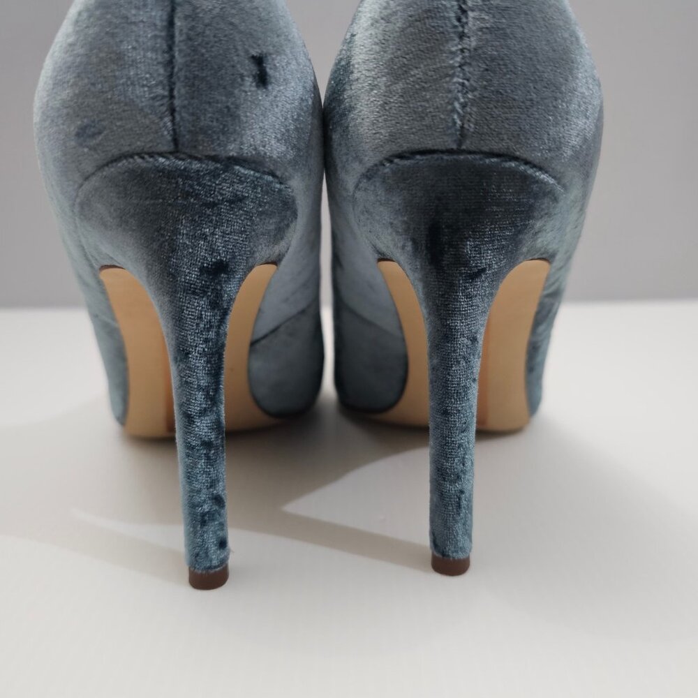Sam Edelman Hazel Heel Pump Pointed Toe Stiletto Teal Velvet Size 8 NEW - Picture 10 of 14